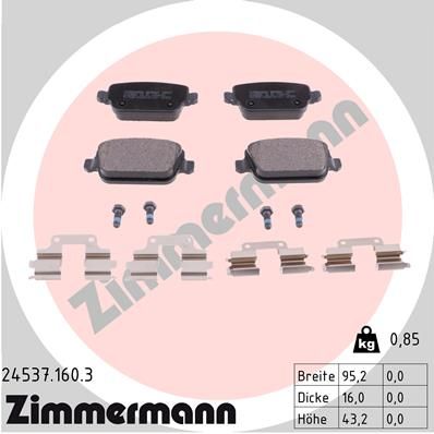ZIMMERMANN 24537.160.3 Brake Pad Set, disc brake