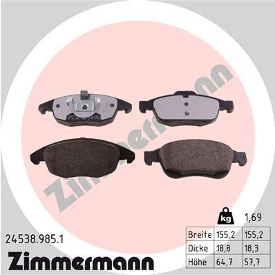 ZIMMERMANN 24538.985.1 Brake Pad Set, disc brake