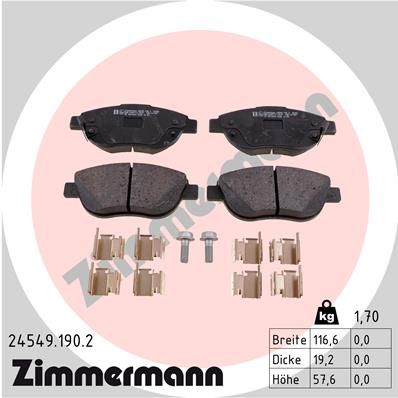 ZIMMERMANN 24549.190.2 Brake Pad Set, disc brake