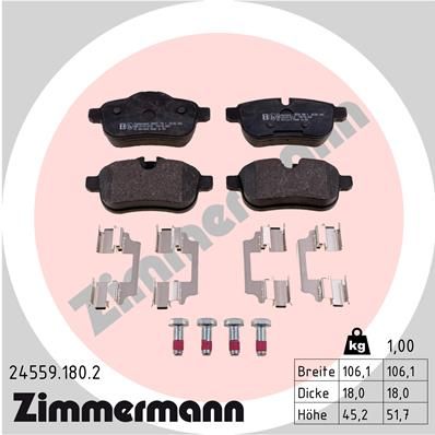 ZIMMERMANN 24559.180.2 Brake Pad Set, disc brake
