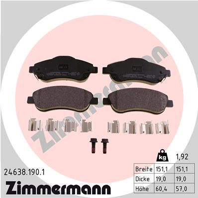 ZIMMERMANN 24638.190.1 Brake Pad Set, disc brake
