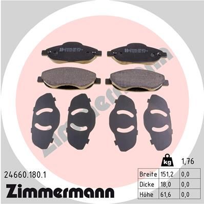 ZIMMERMANN 24660.180.1 Brake Pad Set, disc brake