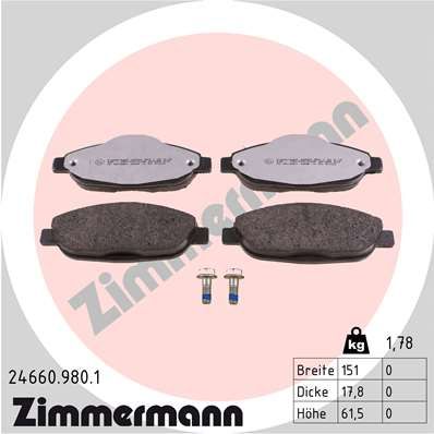 ZIMMERMANN 24660.980.1 Brake Pad Set, disc brake
