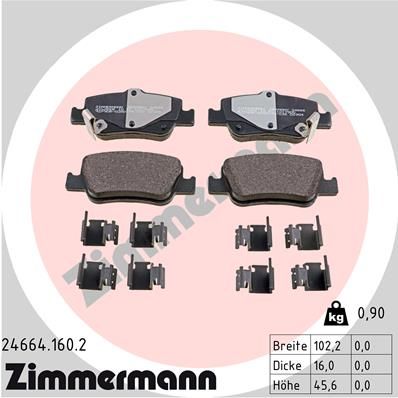 ZIMMERMANN 24664.160.2 Brake Pad Set, disc brake