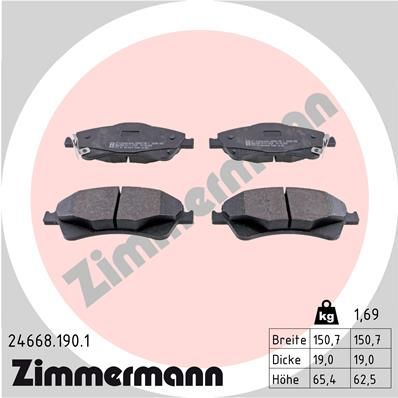 ZIMMERMANN 24668.190.1 Brake Pad Set, disc brake