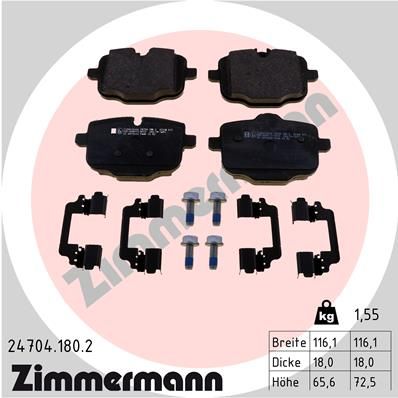 ZIMMERMANN 24704.180.2 Brake Pad Set, disc brake
