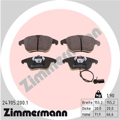 ZIMMERMANN 24705.200.1 Brake Pad Set, disc brake