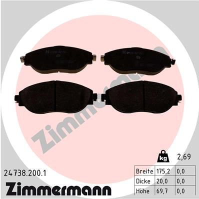 ZIMMERMANN 24738.200.1 Brake Pad Set, disc brake