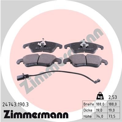 ZIMMERMANN 24743.190.3 Brake Pad Set, disc brake