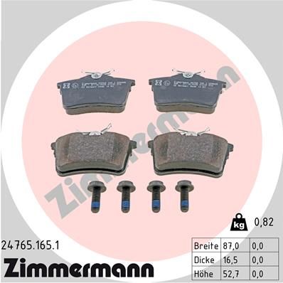 ZIMMERMANN 24765.165.1 Brake Pad Set, disc brake