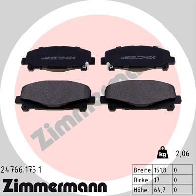 ZIMMERMANN 24766.175.1 Brake Pad Set, disc brake