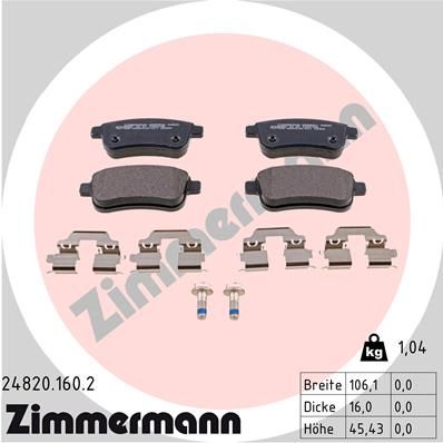 ZIMMERMANN 24820.160.2 Brake Pad Set, disc brake