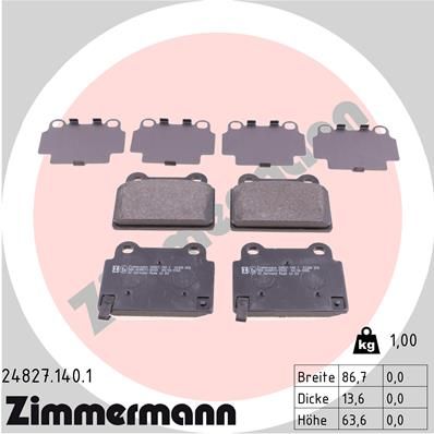 Brake Pad Set, disc brake ZIMMERMANN 24827.140.1