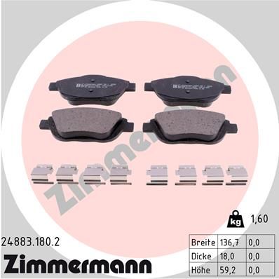 ZIMMERMANN 24883.180.2 Brake Pad Set, disc brake
