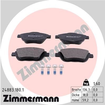 ZIMMERMANN 24883.180.1 Brake Pad Set, disc brake