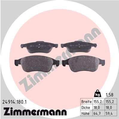 ZIMMERMANN 24914.180.1 Brake Pad Set, disc brake
