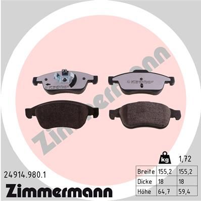 Brake Pad Set, disc brake ZIMMERMANN 24914.980.1