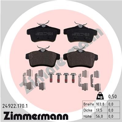 ZIMMERMANN 24922.170.1 Brake Pad Set, disc brake