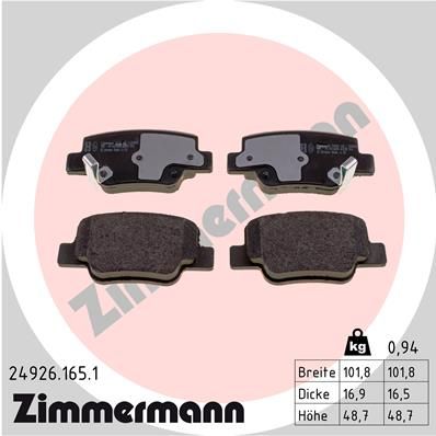 Brake Pad Set, disc brake ZIMMERMANN 24926.165.1