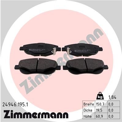 Brake Pad Set, disc brake ZIMMERMANN 24946.195.1