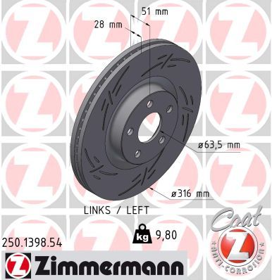Brake Disc ZIMMERMANN 250.1398.54