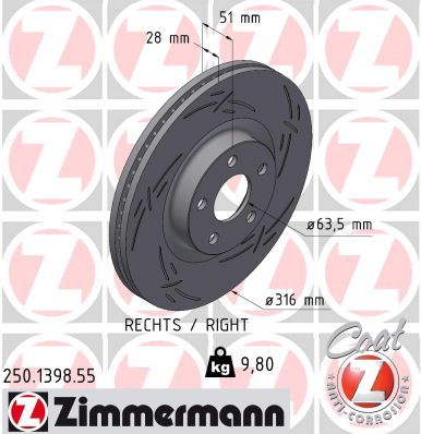 ZIMMERMANN 250.1398.55 Brake Disc
