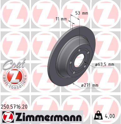 Brake Disc ZIMMERMANN 250.5716.20