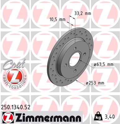 ZIMMERMANN 250.1340.52 Brake Disc