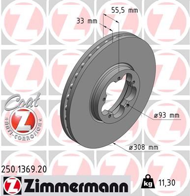 Brake Disc ZIMMERMANN 250.1369.20