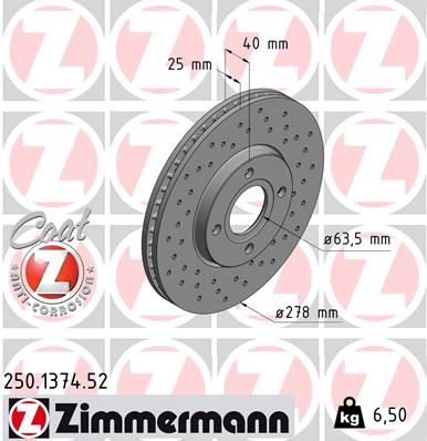 ZIMMERMANN 250.1374.52 Brake Disc