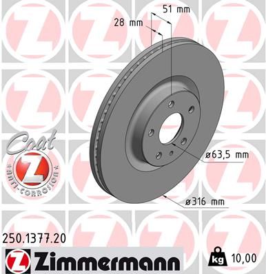 Brake Disc ZIMMERMANN 250.1377.20