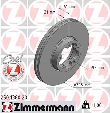 Brake Disc ZIMMERMANN 250.1380.20
