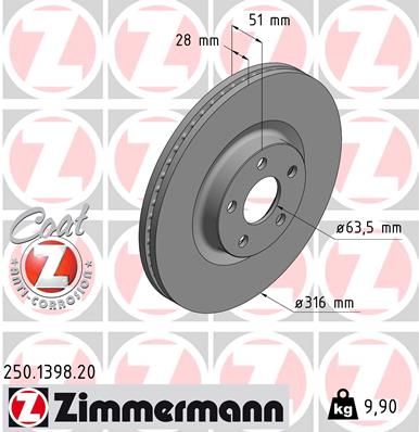 Brake Disc ZIMMERMANN 250.1398.20