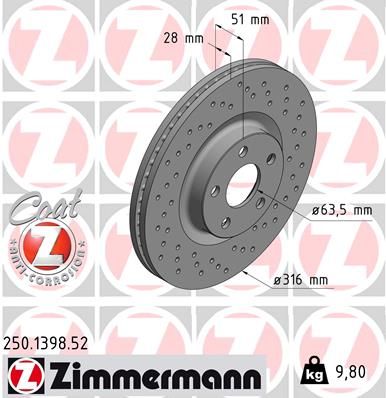 Brake Disc ZIMMERMANN 250.1398.52