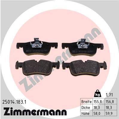 ZIMMERMANN 25014.183.1 Brake Pad Set, disc brake