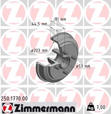 Brake Drum ZIMMERMANN 250.1770.00