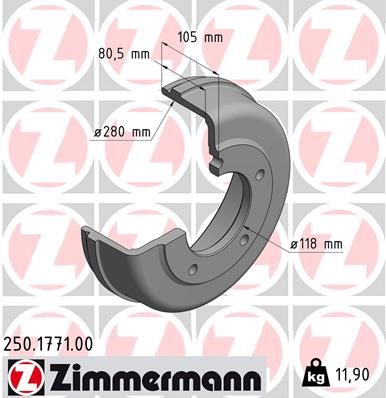 ZIMMERMANN 250.1771.00 Brake Drum