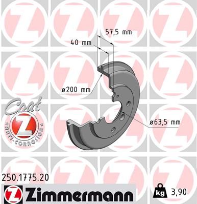 ZIMMERMANN 250.1775.20 Brake Drum