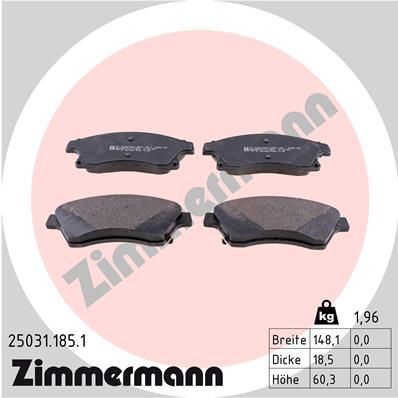 ZIMMERMANN 25031.185.1 Brake Pad Set, disc brake