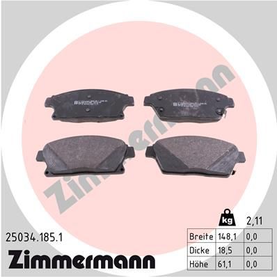 ZIMMERMANN 25034.185.1 Brake Pad Set, disc brake