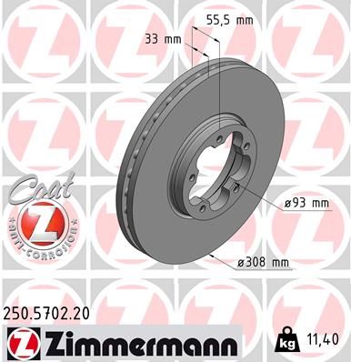 Brake Disc ZIMMERMANN 250.5702.20