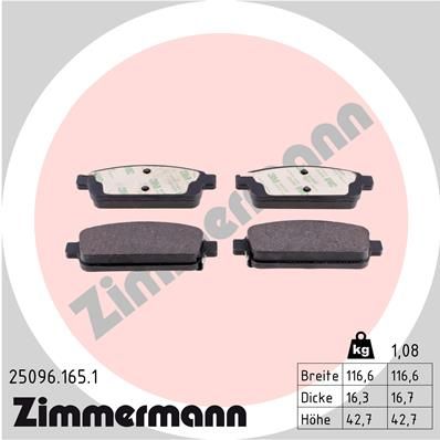 ZIMMERMANN 25096.165.1 Brake Pad Set, disc brake