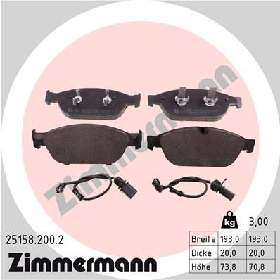ZIMMERMANN 25158.200.2 Brake Pad Set, disc brake
