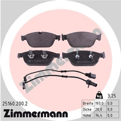 Brake Pad Set, disc brake ZIMMERMANN 25160.200.2