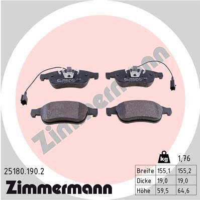 ZIMMERMANN 25180.190.2 Brake Pad Set, disc brake