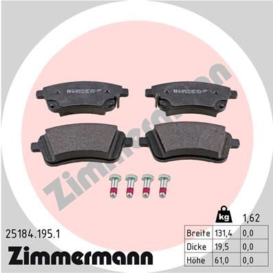 ZIMMERMANN 25184.195.1 Brake Pad Set, disc brake