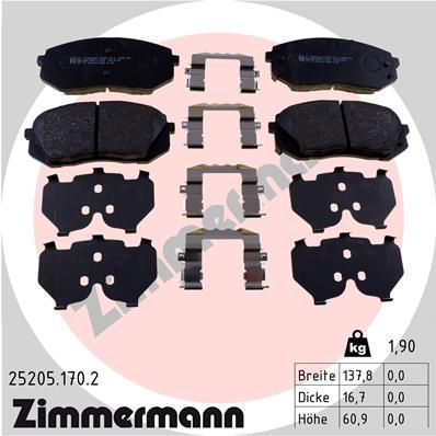 ZIMMERMANN 25205.170.2 Brake Pad Set, disc brake