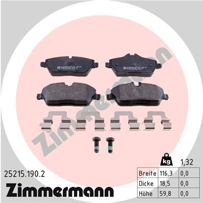ZIMMERMANN 25215.190.2 Brake Pad Set, disc brake