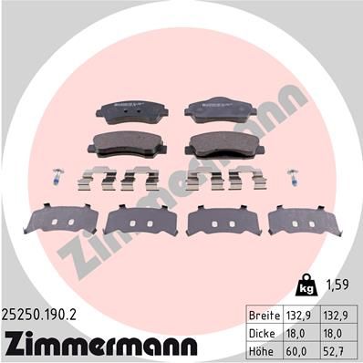 Brake Pad Set, disc brake ZIMMERMANN 25250.190.2