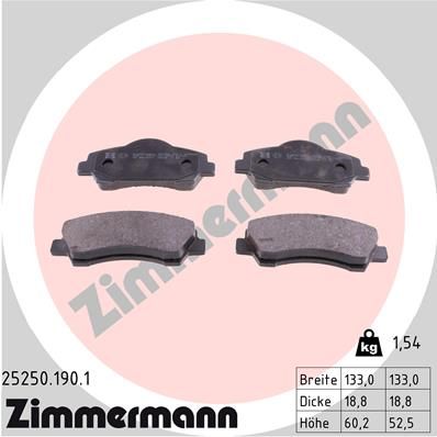Brake Pad Set, disc brake ZIMMERMANN 25250.190.1